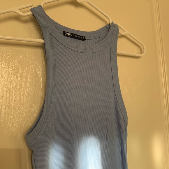 Zara Blue Ribbed Midi Dress - Picture 5 of 6